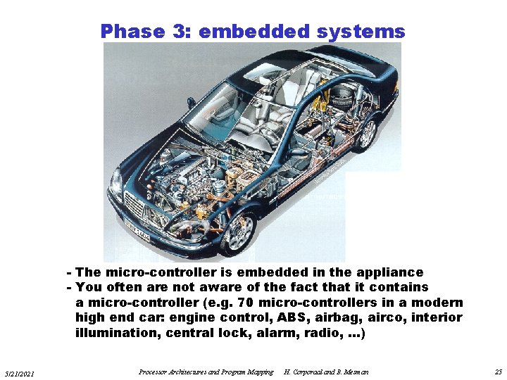 Phase 3: embedded systems - The micro-controller is embedded in the appliance - You