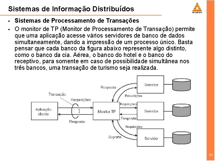 Sistemas de Informação Distribuídos § § Sistemas de Processamento de Transações O monitor de