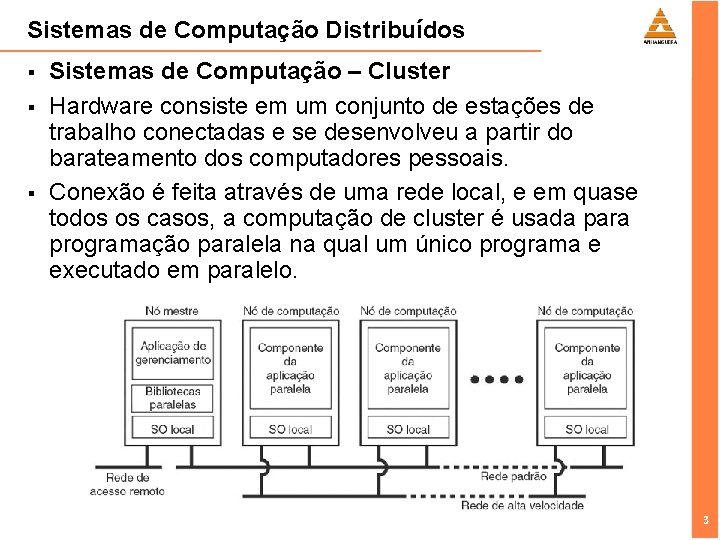 Sistemas de Computação Distribuídos § § § Sistemas de Computação – Cluster Hardware consiste