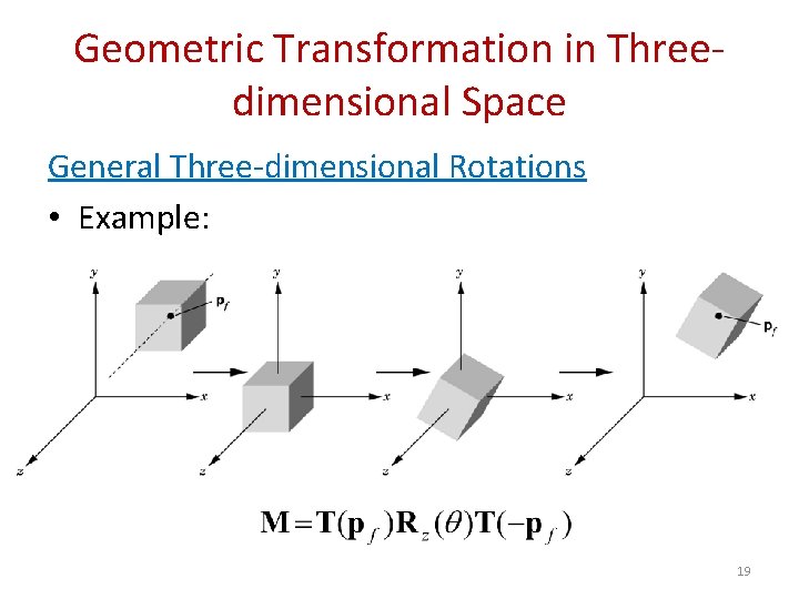 Geometric Transformation in Threedimensional Space General Three-dimensional Rotations • Example: 19 