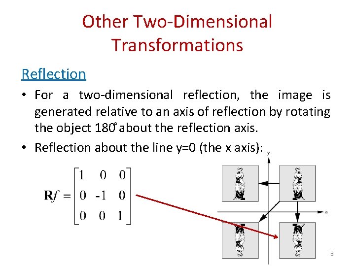 Other Two-Dimensional Transformations Reflection • For a two-dimensional reflection, the image is generated relative