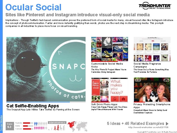 Social Media Ocular Social Sites like Pinterest and Instagram introduce visual-only social media Implications