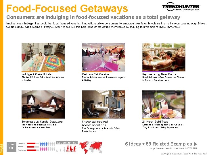 World Food-Focused Getaways Consumers are indulging in food-focused vacations as a total getaway Implications