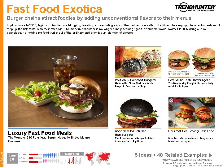 Lifestyle Fast Food Exotica Burger chains attract foodies by adding unconventional flavors to their