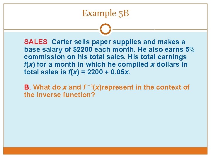 Example 5 B SALES Carter sells paper supplies and makes a base salary of Example 5 B SALES Carter sells paper supplies and makes a base salary of