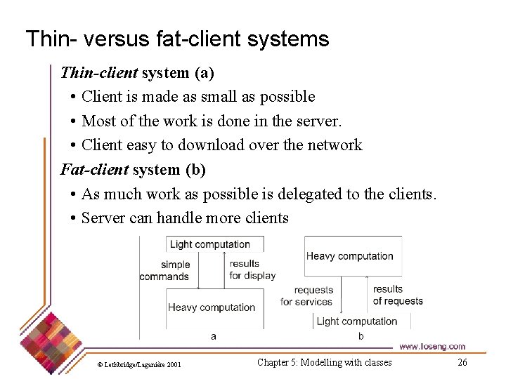 Thin- versus fat-client systems Thin-client system (a) • Client is made as small as