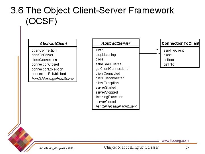 3. 6 The Object Client-Server Framework (OCSF) Abstract. Client Abstract. Server open. Connection send.