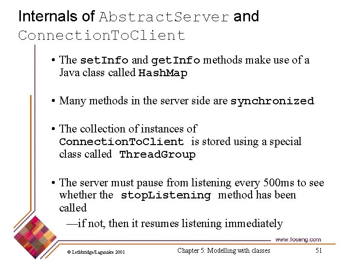 Internals of Abstract. Server and Connection. To. Client • The set. Info and get.