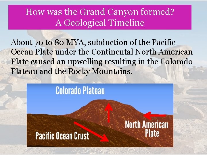 How was the Grand Canyon formed? A Geological Timeline About 70 to 80 MYA,