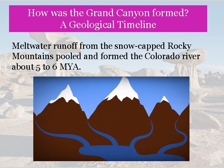 How was the Grand Canyon formed? A Geological Timeline Meltwater runoff from the snow-capped