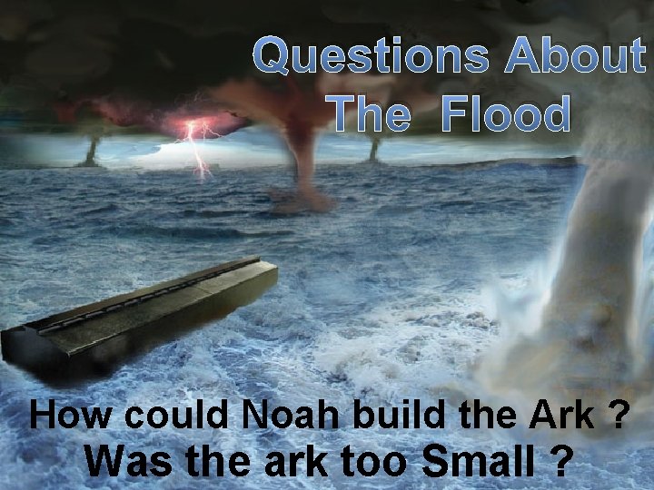 Questions About The Flood How could Noah build the Ark ? Was the ark