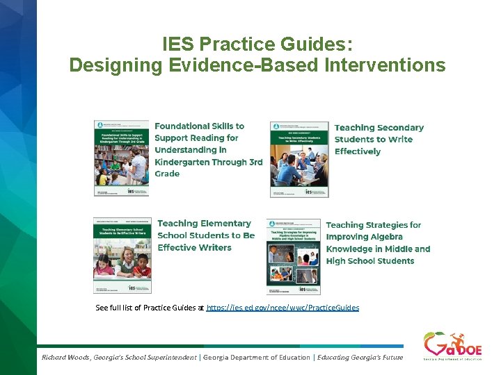 IES Practice Guides: Designing Evidence-Based Interventions See full list of Practice Guides at https: IES Practice Guides: Designing Evidence-Based Interventions See full list of Practice Guides at https: