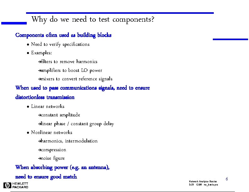 Why do we need to test components? Components often used as building blocks Need