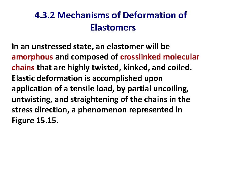 4. 3. 2 Mechanisms of Deformation of Elastomers In an unstressed state, an elastomer