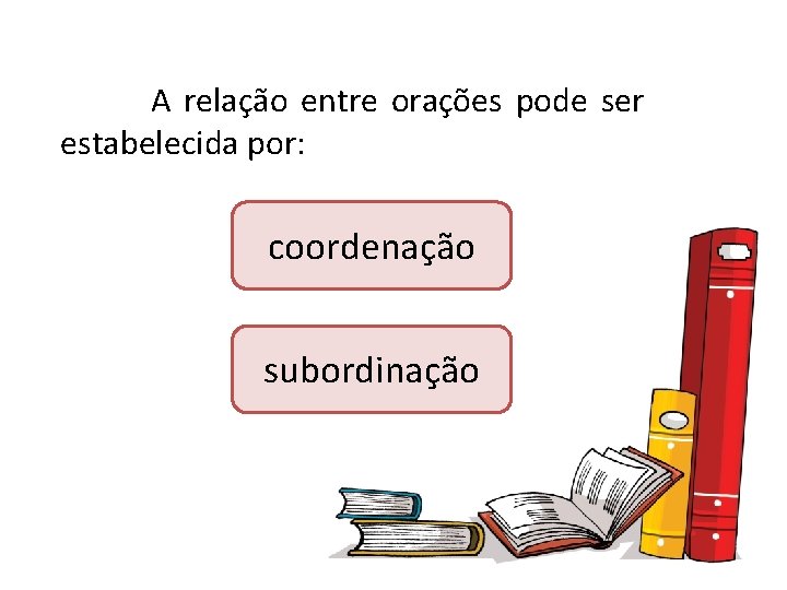 A relação entre orações pode ser estabelecida por: coordenação subordinação 