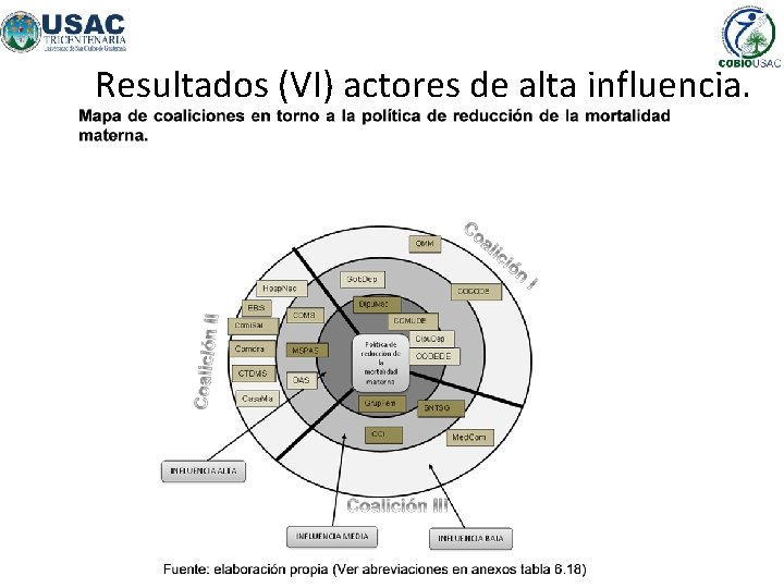 Resultados (VI) actores de alta influencia. 