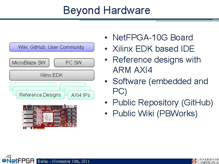 Beyond Hardware Wiki, Git. Hub, User Community Micro. Blaze SW PC SW Xilinx EDK