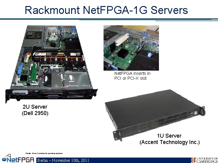 Rackmount Net. FPGA-1 G Servers Net. FPGA inserts in PCI or PCI-X slot 2