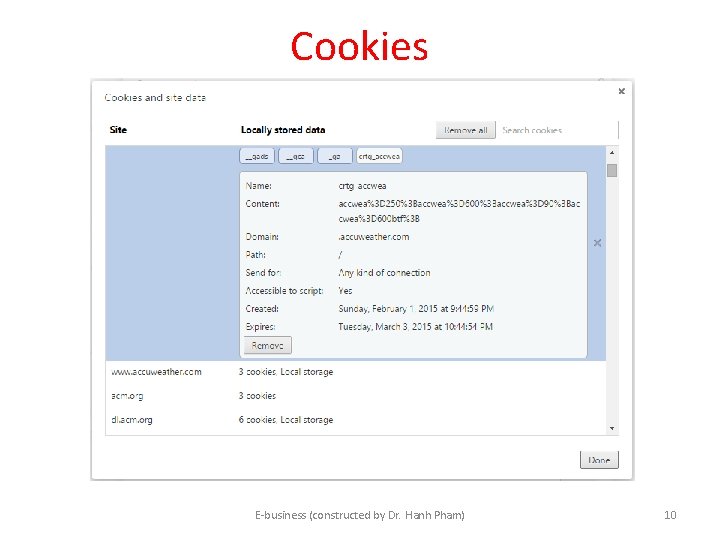 Cookies E-business (constructed by Dr. Hanh Pham) 10 Cookies E-business (constructed by Dr. Hanh Pham) 10