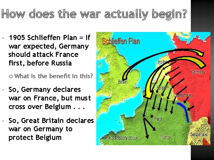  1905 Schlieffen Plan = If war expected, Germany should attack France first, before