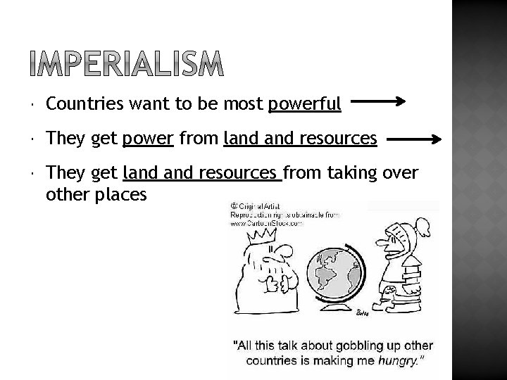  Countries want to be most powerful They get power from land resources They