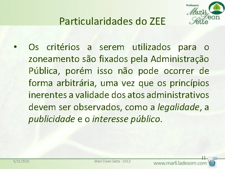 Particularidades do ZEE • Os critérios a serem utilizados para o zoneamento são fixados