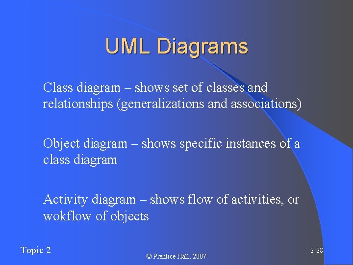 UML Diagrams l Class diagram – shows set of classes and relationships (generalizations and UML Diagrams l Class diagram – shows set of classes and relationships (generalizations and