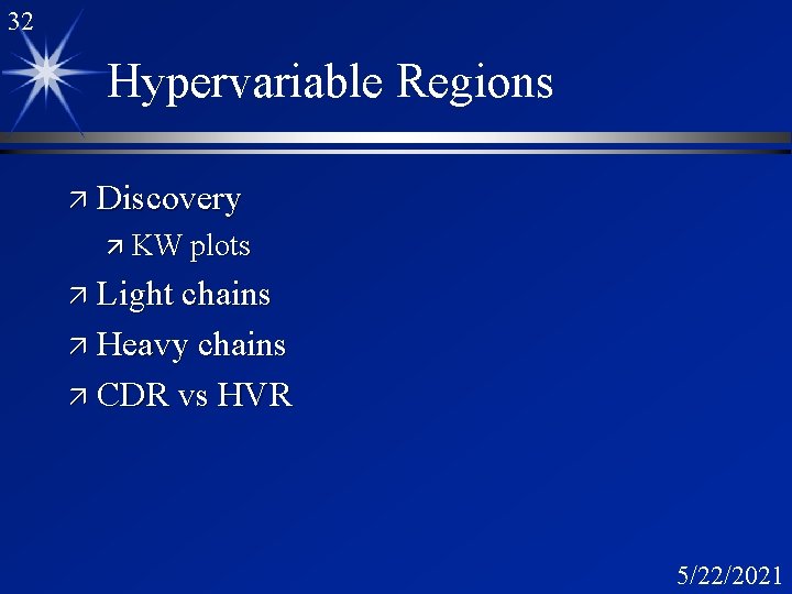 32 Hypervariable Regions ä Discovery ä KW plots ä Light chains ä Heavy chains