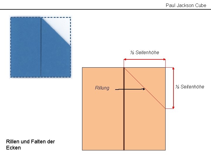 Paul Jackson Cube ½ Seitenhöhe Rillung Rillen und Falten der Ecken ½ Seitenhöhe 