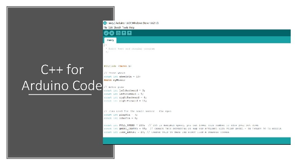 C++ for Arduino Code 