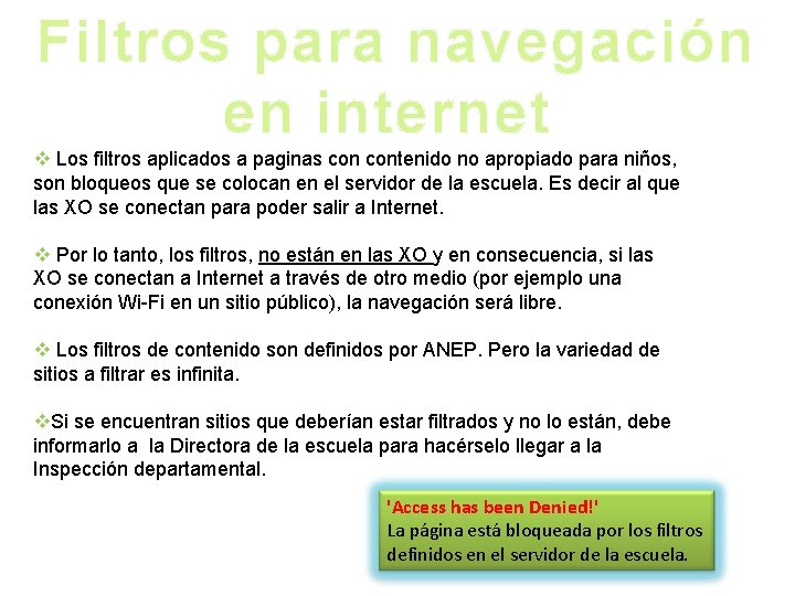 Filtros para navegación en internet v Los filtros aplicados a paginas contenido no apropiado