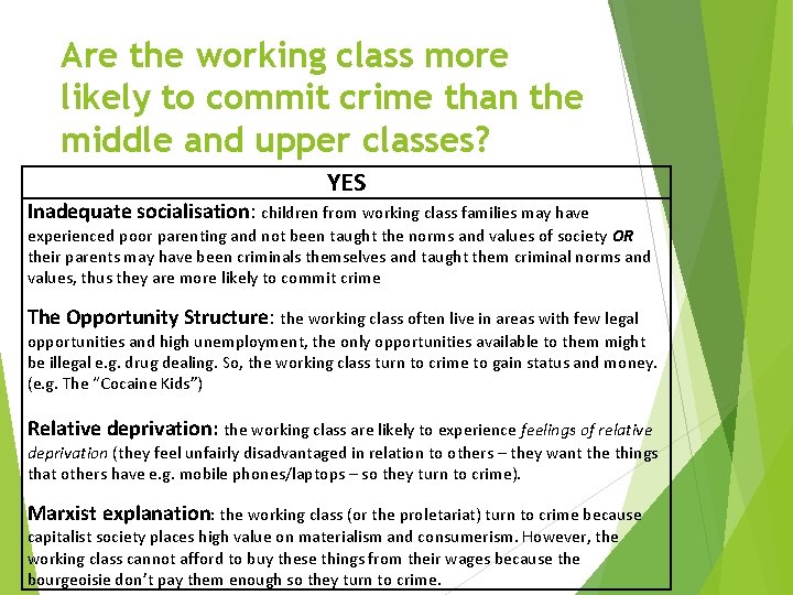 Are the working class more likely to commit crime than the middle and upper