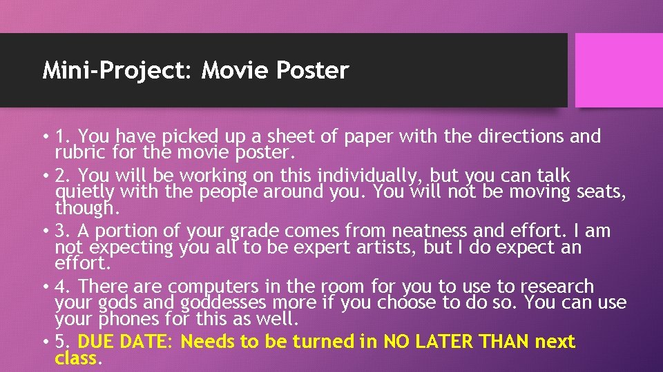 Mini-Project: Movie Poster • 1. You have picked up a sheet of paper with