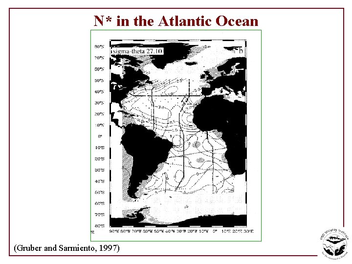 N* in the Atlantic Ocean (Gruber and Sarmiento, 1997) 