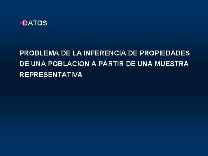 è DATOS PROBLEMA DE LA INFERENCIA DE PROPIEDADES DE UNA POBLACION A PARTIR DE