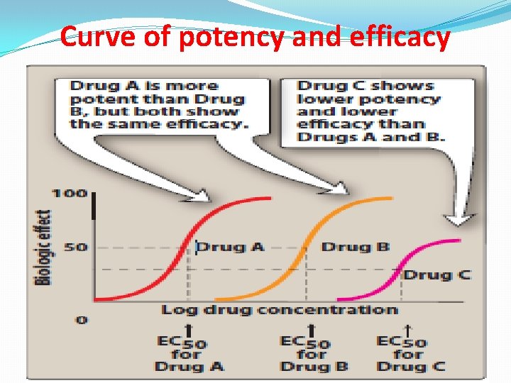 Curve of potency and efficacy 