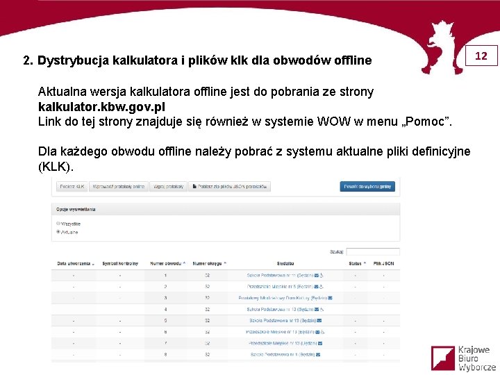 2. Dystrybucja kalkulatora i plików klk dla obwodów offline Aktualna wersja kalkulatora offline jest