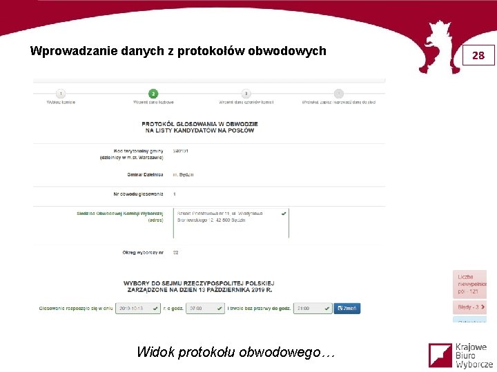 Wprowadzanie danych z protokołów obwodowych Widok protokołu obwodowego… 28 