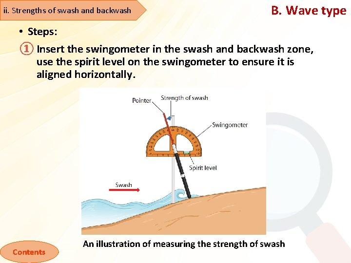 ii. Strengths of swash and backwash B. Wave type • Steps: ① Insert the