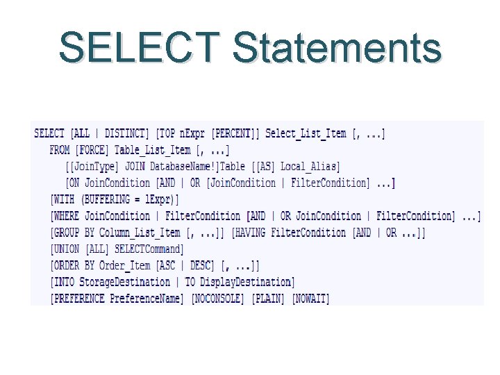 SELECT Statements 