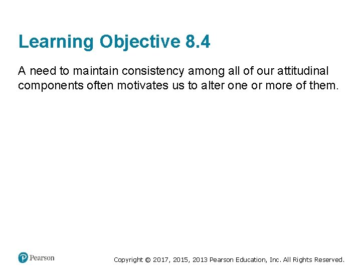 Learning Objective 8. 4 A need to maintain consistency among all of our attitudinal