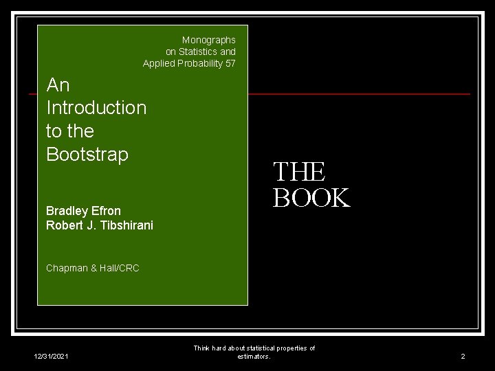 Monographs on Statistics and Applied Probability 57 An Introduction to the Bootstrap Bradley Efron