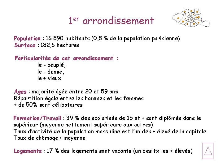 1 er arrondissement Population : 16 890 habitants (0, 8 % de la population