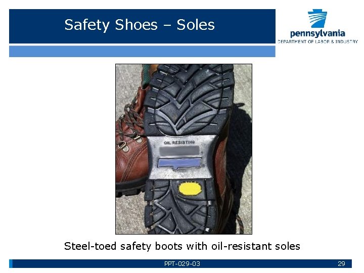 Safety Shoes – Soles Steel-toed safety boots with oil-resistant soles PPT-029 -03 29 