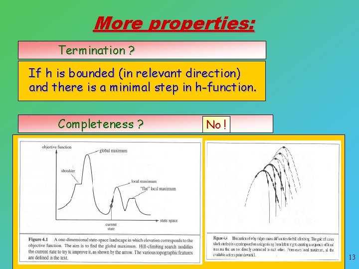 More properties: Termination ? If h is bounded (in relevant direction) and there is