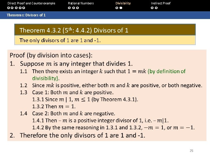 Direct Proof and Counterexample Rational Numbers Divisibility Indirect Proof Theorems: Divisors of 1 Theorem