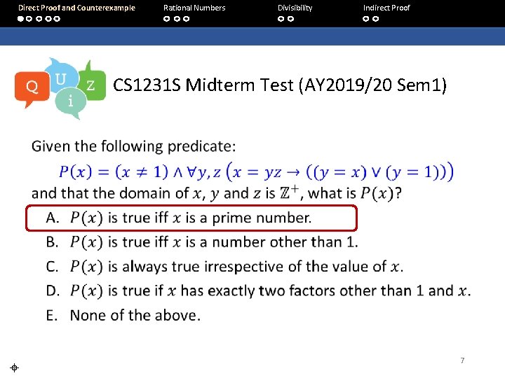 Direct Proof and Counterexample Rational Numbers Divisibility Indirect Proof CS 1231 S Midterm Test
