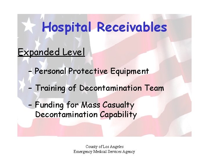 Hospital Receivables Expanded Level – Personal Protective Equipment – Training of Decontamination Team –