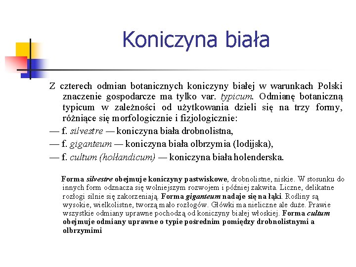 Koniczyna biała Z czterech odmian botanicznych koniczyny białej w warunkach Polski znaczenie gospodarcze ma