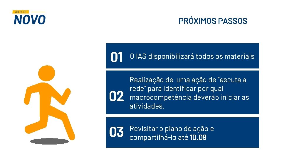 PRÓXIMOS PASSOS 01 O IAS disponibilizará todos os materiais 02 Realização de uma ação PRÓXIMOS PASSOS 01 O IAS disponibilizará todos os materiais 02 Realização de uma ação